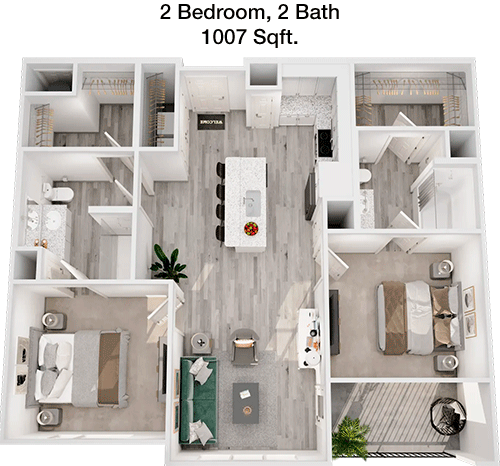 1,007 sq ft floorplan layout