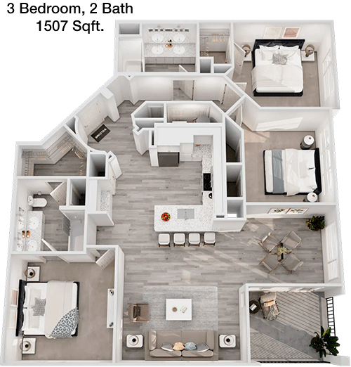 1,507 sq ft floorplan layout