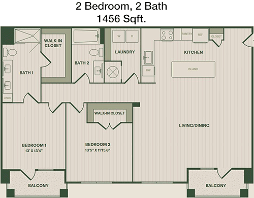 1,456 sq ft floorplan layout