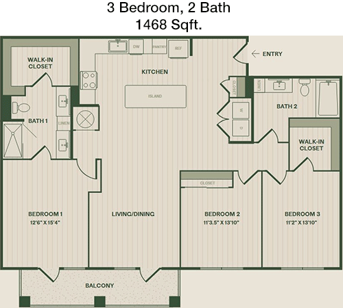 1,468 sq ft floorplan layout