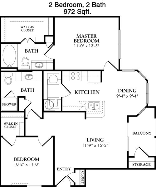 972 sq ft floorplan layout