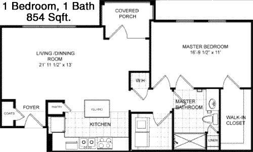 854 sq ft floorplan layout