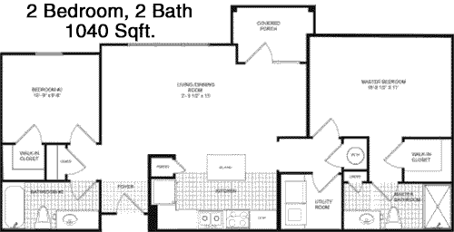 1,040 sq ft floorplan layout