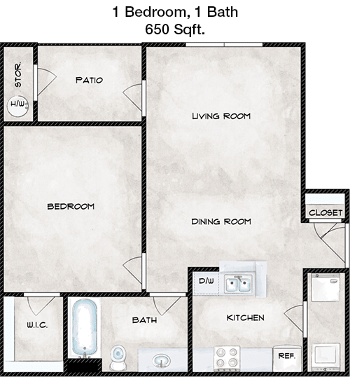 650 sq ft floorplan layout