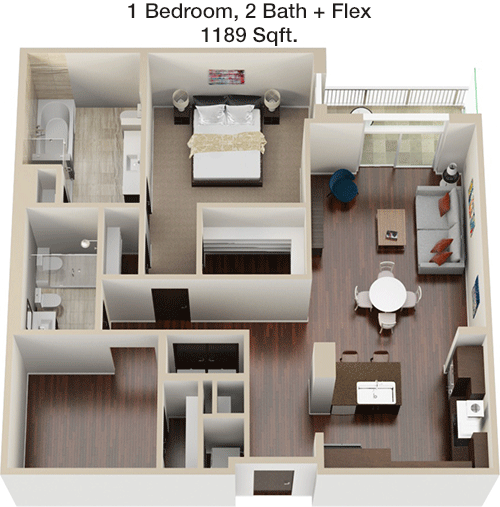 1,189 sq ft floorplan layout