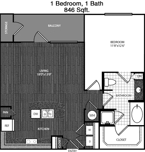 846 sq ft floorplan layout