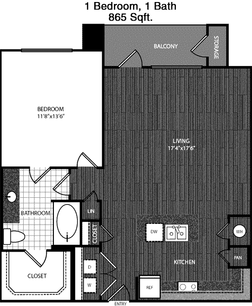 865 sq ft floorplan layout