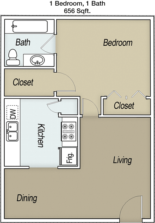 656 sq ft floorplan layout