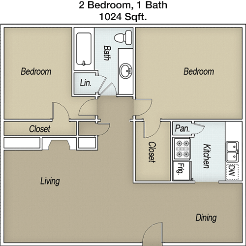 1,024 sq ft floorplan layout