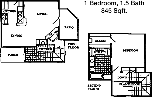 845 sq ft floorplan layout