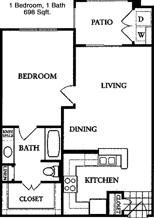 698 sq ft floorplan layout