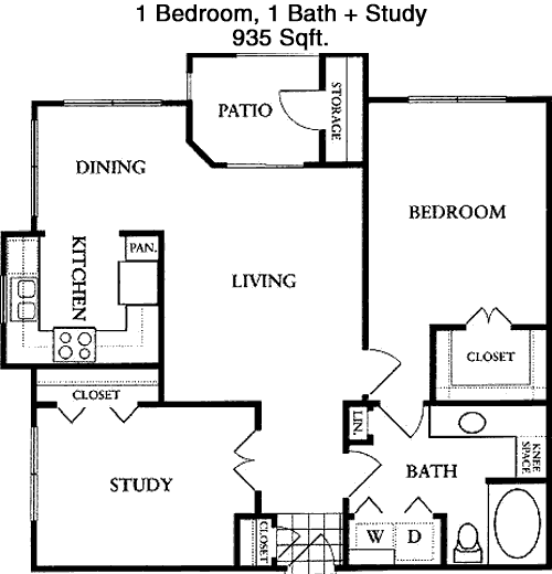 935 sq ft floorplan layout