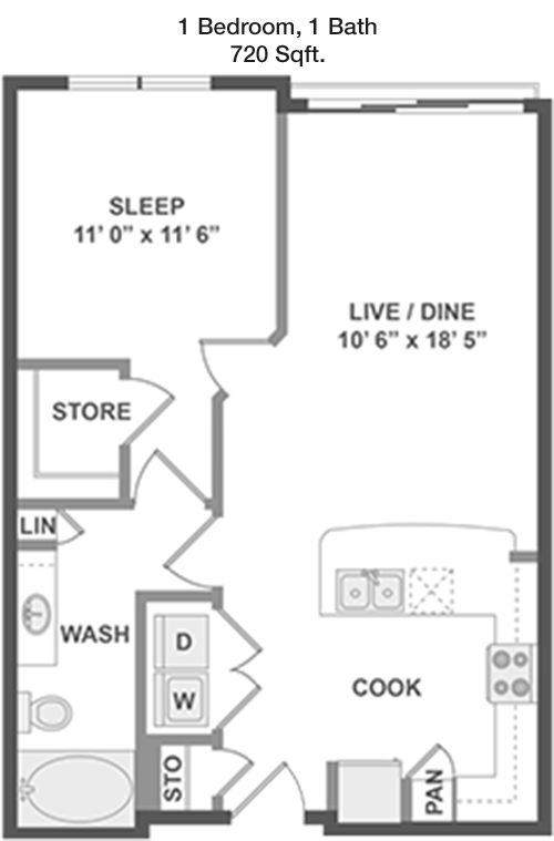 720 sq ft floorplan layout