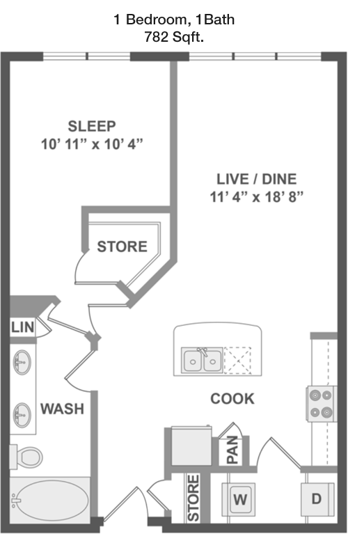 782 sq ft floorplan layout