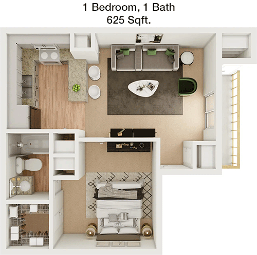 625 sq ft floorplan layout