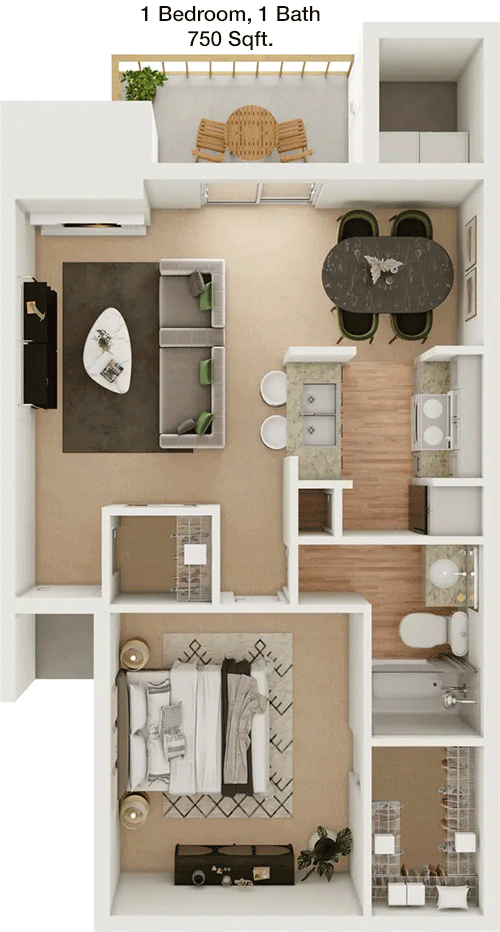 750 sq ft floorplan layout