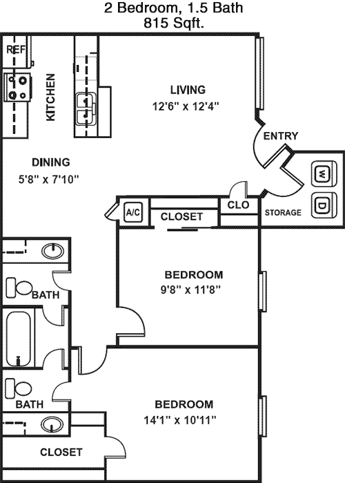 815 sq ft floorplan layout