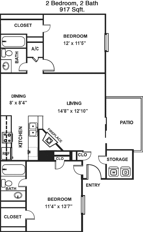 917 sq ft floorplan layout