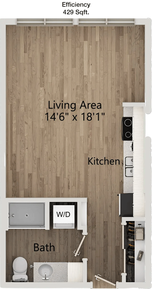 429 sq ft floorplan layout