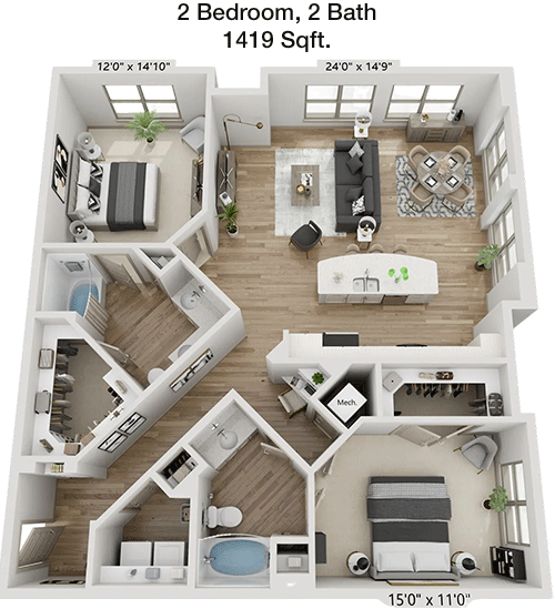 1,419 sq ft floorplan layout