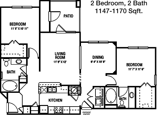 1,147 sq ft floorplan layout