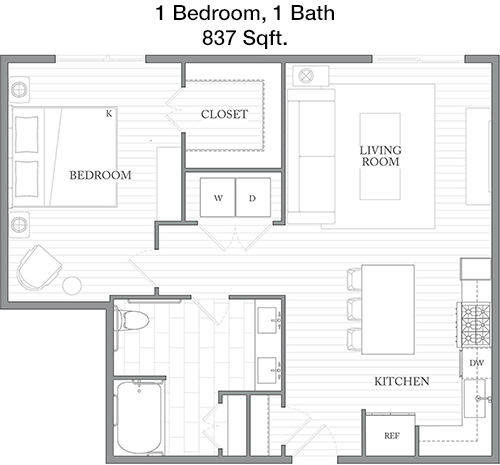 837 sq ft floorplan layout