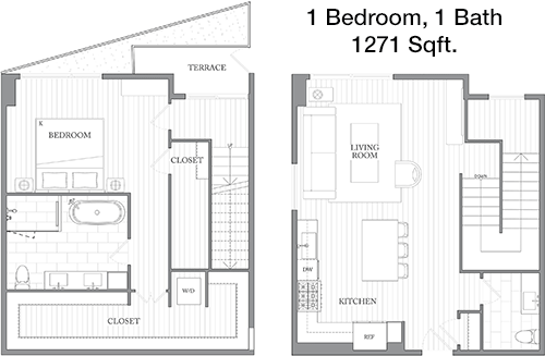 1,271 sq ft floorplan layout
