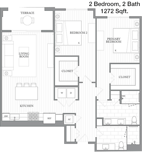 1,272 sq ft floorplan layout