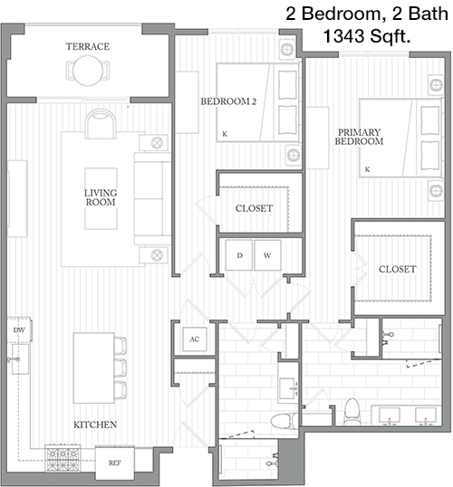 1,343 sq ft floorplan layout
