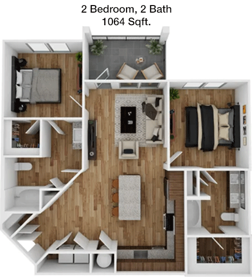 1,064 sq ft floorplan layout