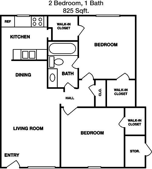 825 sq ft floorplan layout