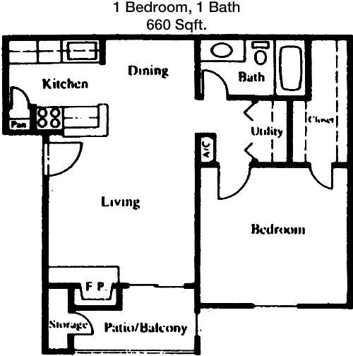 660 sq ft floorplan layout