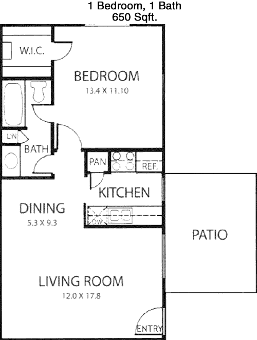 650 sq ft floorplan layout