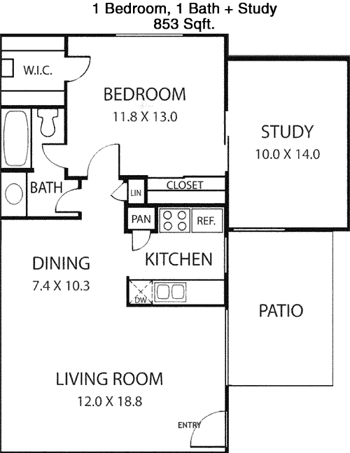 853 sq ft floorplan layout