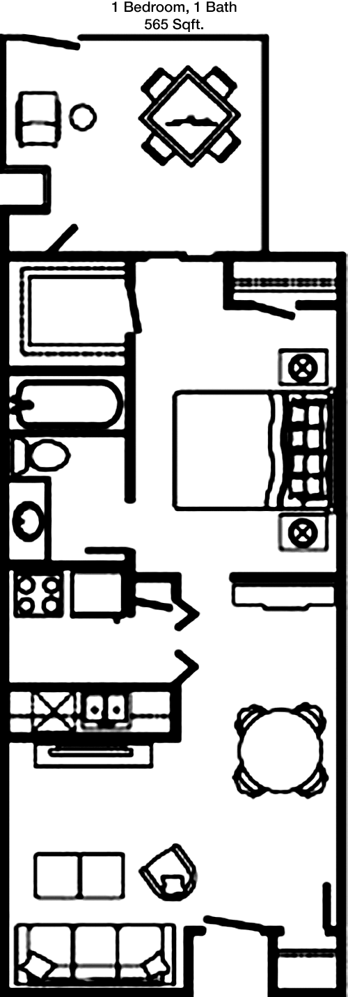 565 sq ft floorplan layout