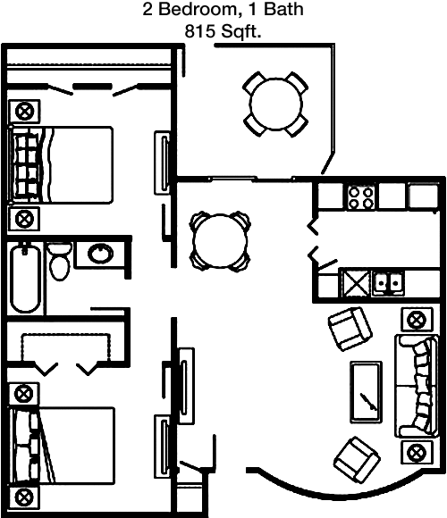 815 sq ft floorplan layout