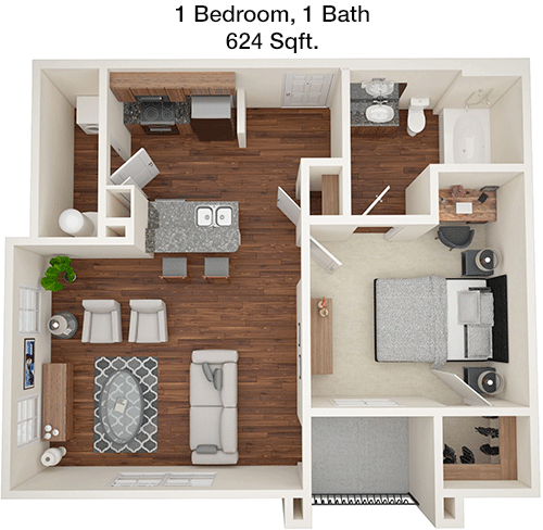 624 sq ft floorplan layout