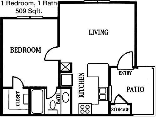509 sq ft floorplan layout