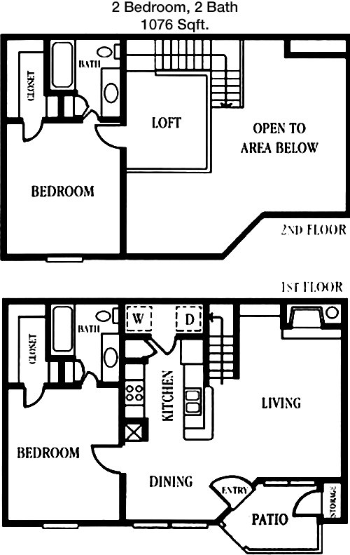 1,076 sq ft floorplan layout