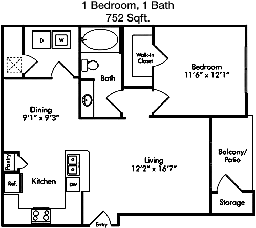 752 sq ft floorplan layout
