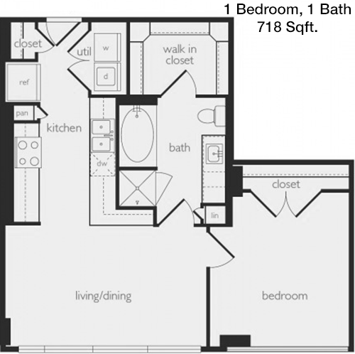 718 sq ft floorplan layout