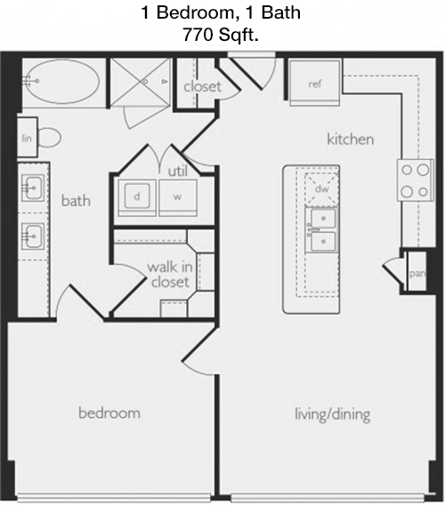 770 sq ft floorplan layout