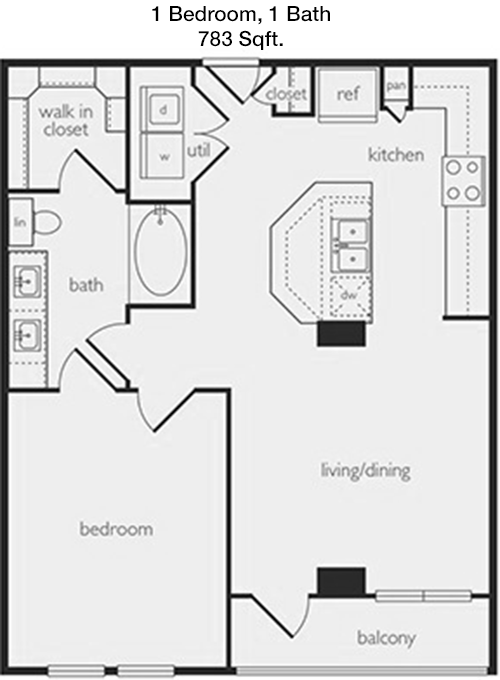 783 sq ft floorplan layout