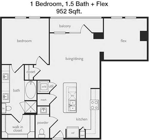 952 sq ft floorplan layout