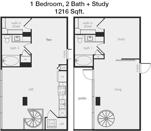1,216 sq ft floorplan layout