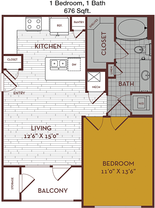 676 sq ft floorplan layout