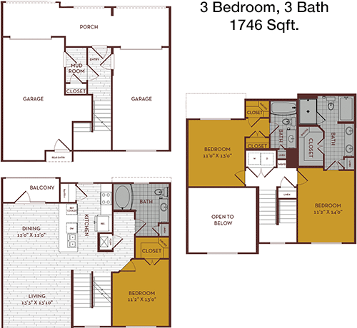 1,746 sq ft floorplan layout