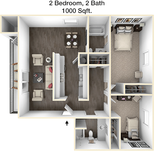 1,000 sq ft floorplan layout