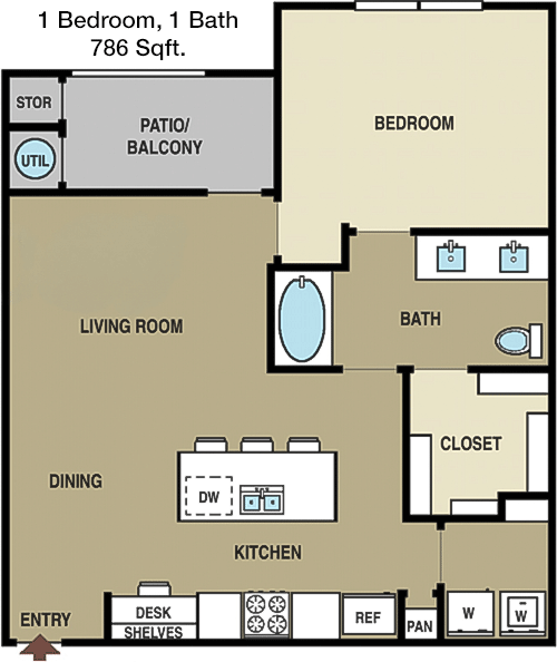 786 sq ft floorplan layout