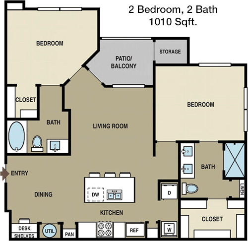 1,010 sq ft floorplan layout
